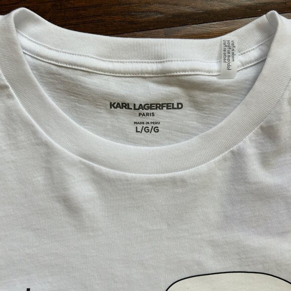 Karl Lagerfeld Paris mens white tshirt cat photoshoot size L large NEW NWT - Picture 3 of 4